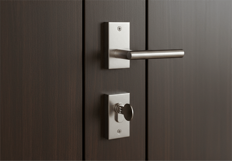 Modernes Türschloss mit Schlüssel für Schlüsseldienst und Türöffnung